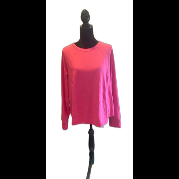 Members Mark Top Plus Size XL Bright Pink Brushed Long Sleeve + Stretch T Shirt - Picture 1 of 9